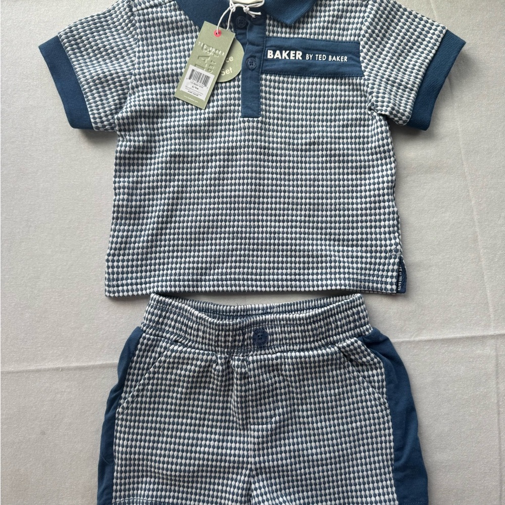 Baker by Ted Baker Kids' Blue and White Houndstooth Outfit